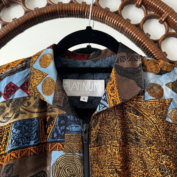 Vintage 90s artsy cropped light weight rayon bomber jacket size Small - Picture 12 of 12